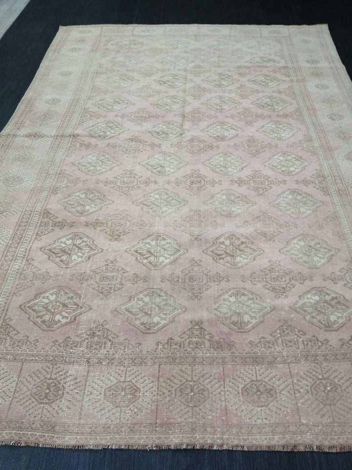 Pink Turkish Oushak Rug 6' 2" x 9' 1" Hand-Knotted reverse