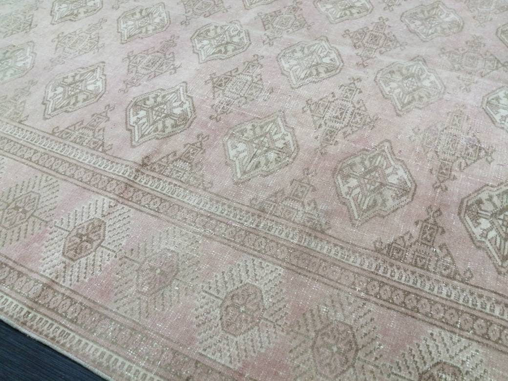 Pink Turkish Oushak Rug 6' 2" x 9' 1" Hand-Knotted pattern