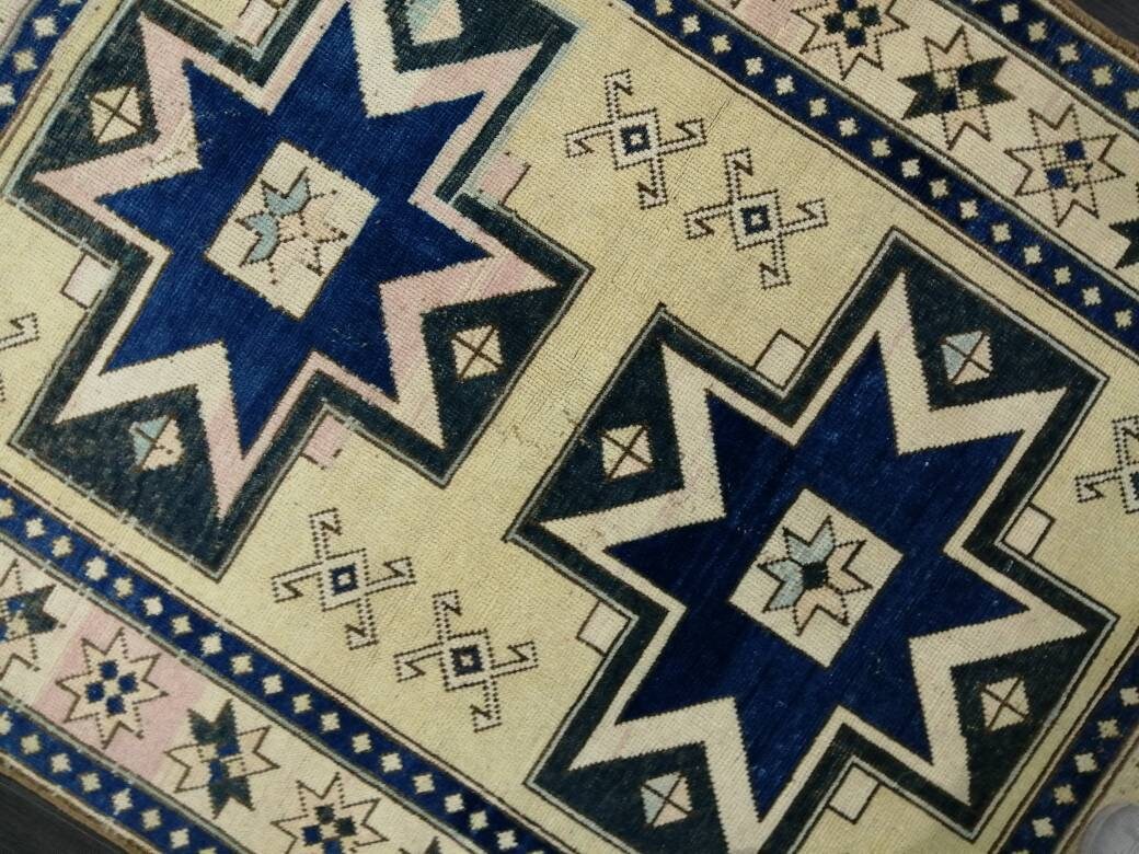 Blue Turkish Runner Rug 4' 8" x 6' 7" Hand-Knotted | No. WR86631