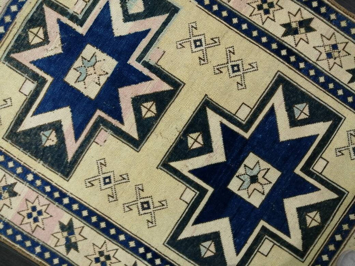 Blue Turkish Runner Rug 4' 8" x 6' 7" Hand-Knotted | No. WR86631