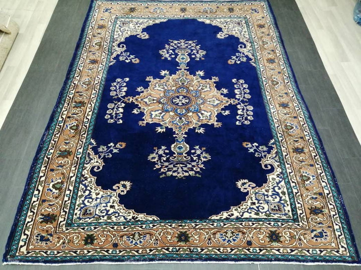 Blue Turkish Runner Rug 7' x 9' 9" Hand-Knotted | No. WR56643