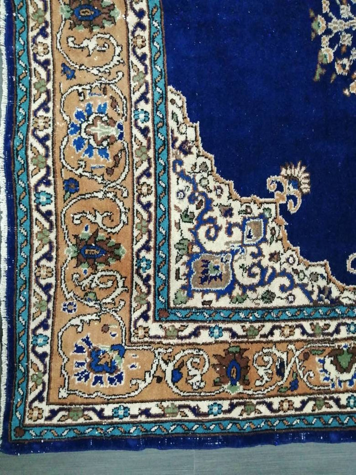 Blue Turkish Runner Rug 7' x 9' 9" Hand-Knotted | No. WR56643