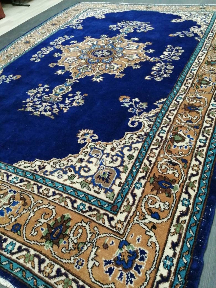 Blue Turkish Runner Rug 7' x 9' 9" Hand-Knotted | No. WR56643