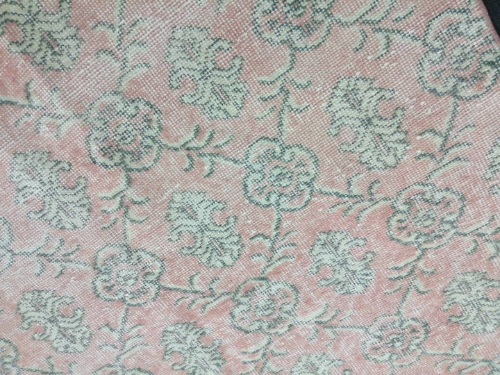 Pink Turkish Runner Rug 7' 1" x 10' 7" Hand-Knotted view