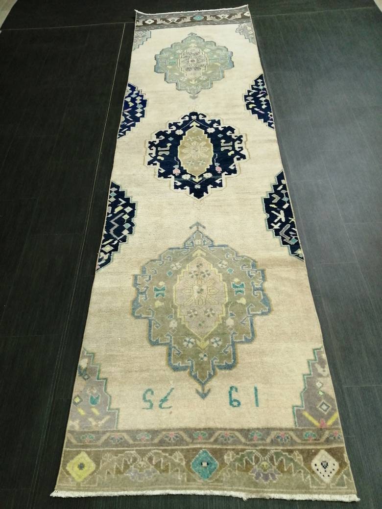 Navy Turkish Runner Rug 2' 9" x 10' 8" Hand-Knotted view 9