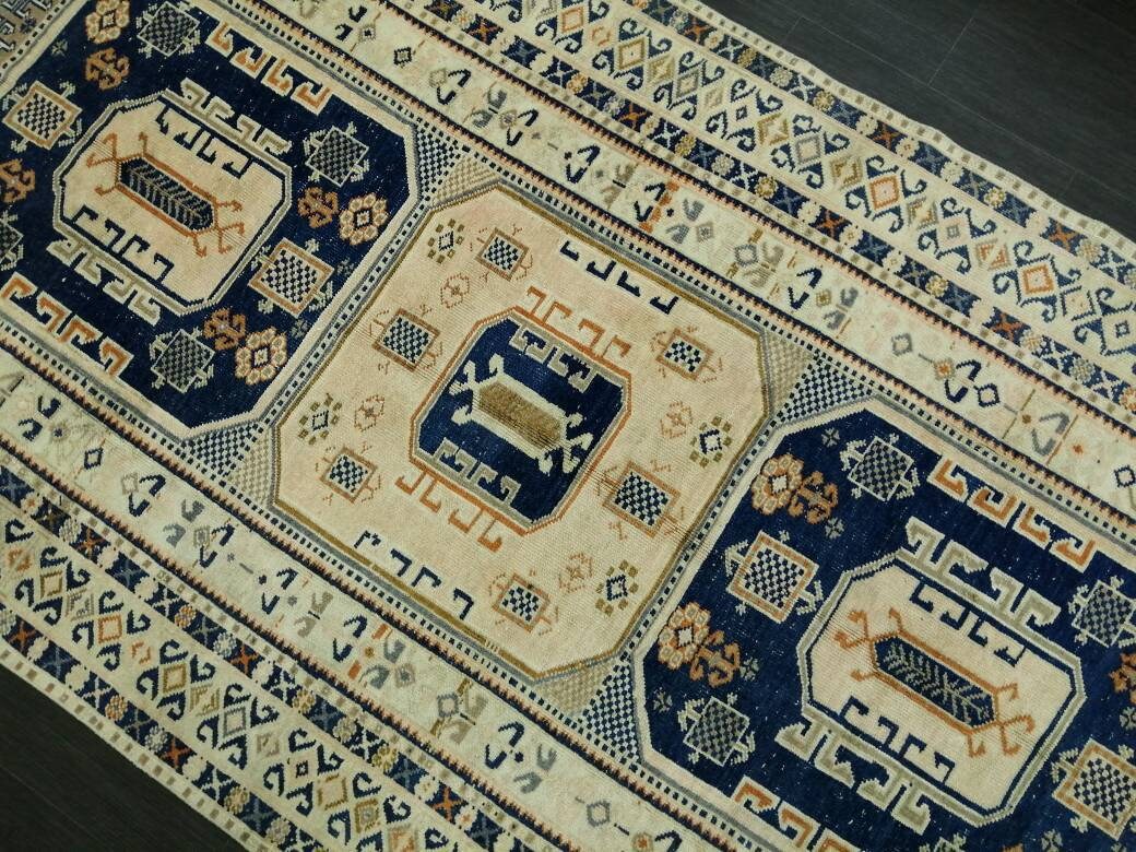Turkish Runner Rug 4' 9" x 10' 1" Hand-Knotted reverse