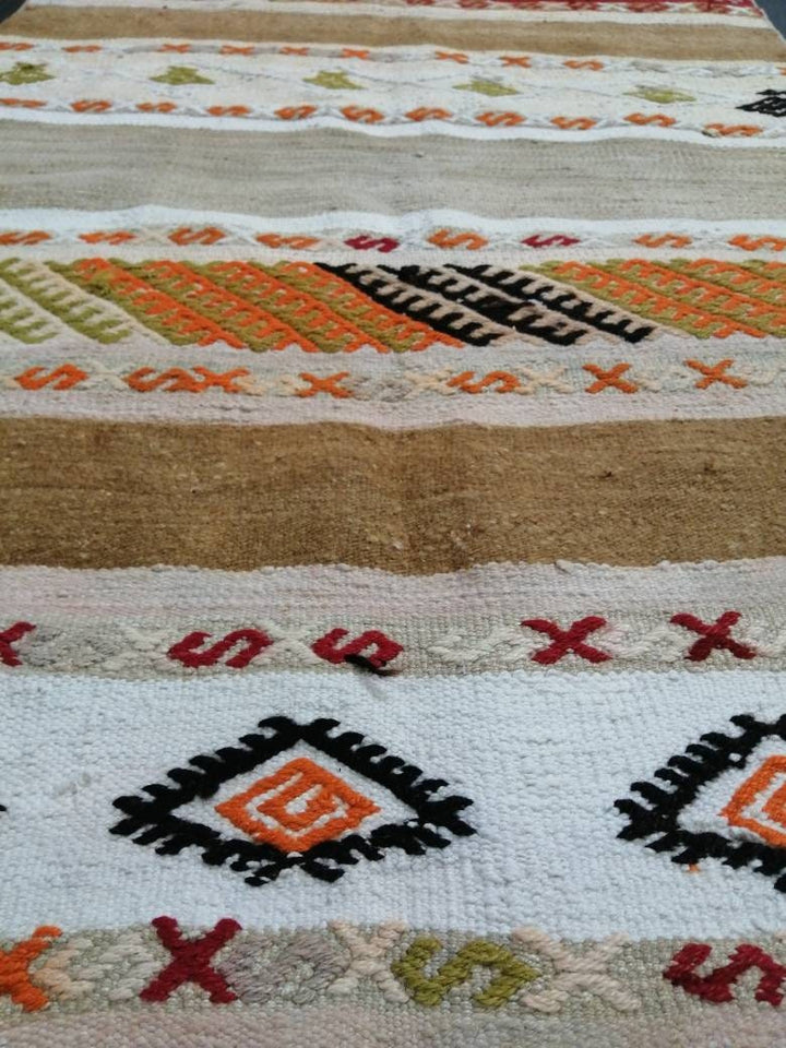 Beige Turkish Runner Rug 3' 2" x 15' Hand-Knotted field