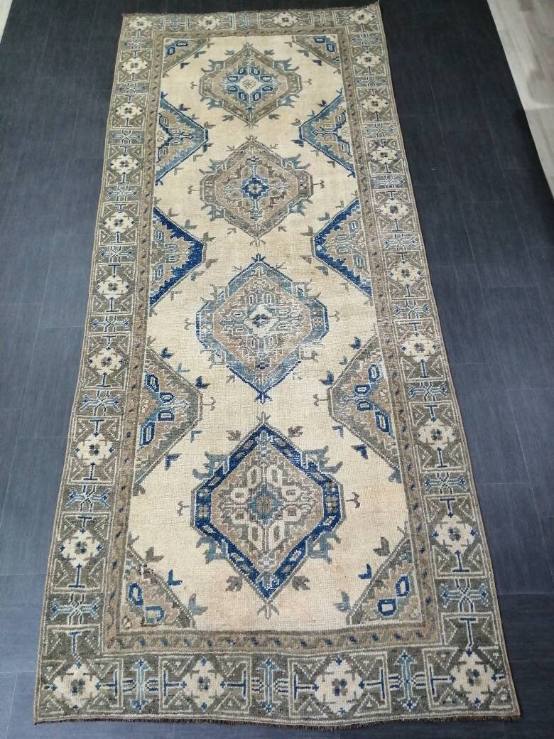 Blue Turkish Runner Rug 5' x 11' 11" Hand-Knotted | No. WR58279