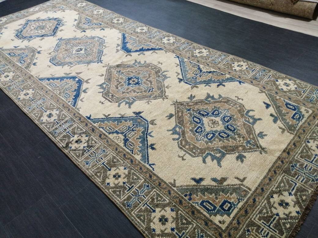 Blue Turkish Runner Rug 5' x 11' 11" Hand-Knotted | No. WR58279
