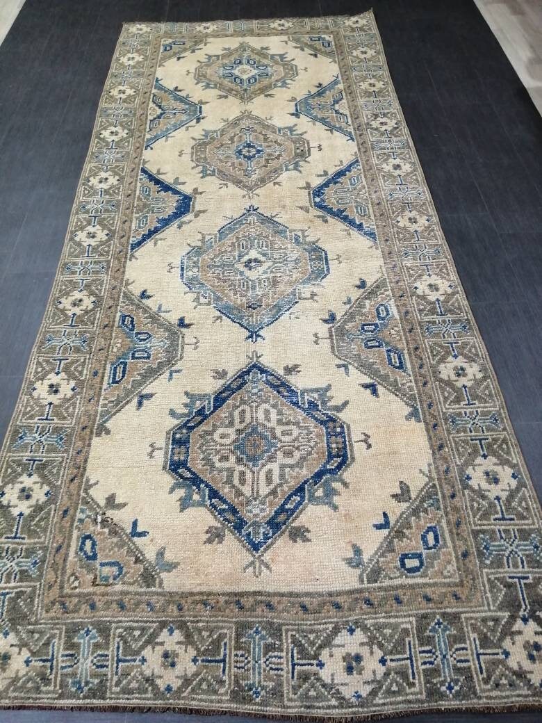 Blue Turkish Runner Rug 5' x 11' 11" Hand-Knotted | No. WR58279