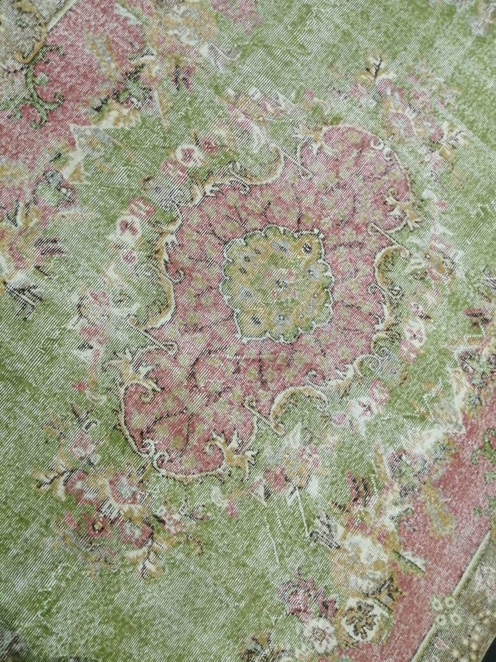 Green Turkish Oushak Rug 6' 9" x 10' 2" Hand-Knotted | No. WR33325