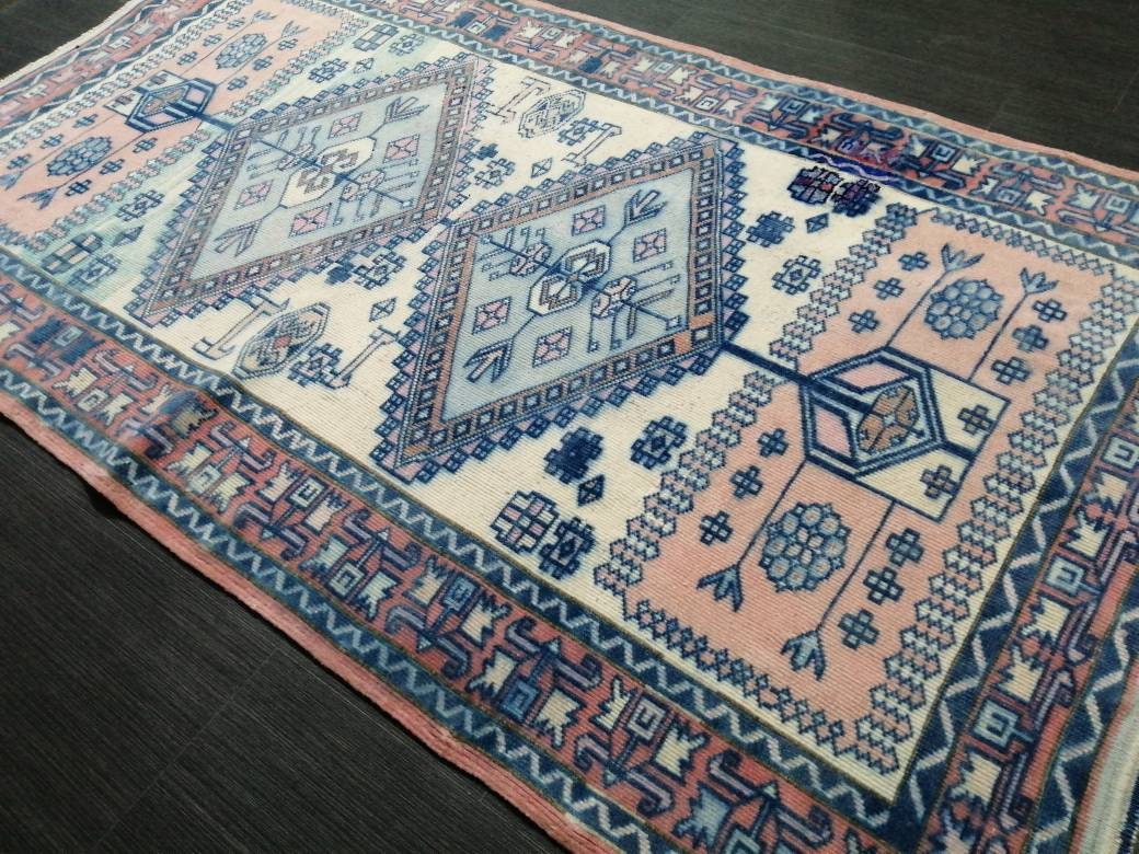 Beige Turkish Runner Rug 3' 3" x 5' 10" Hand-Knotted