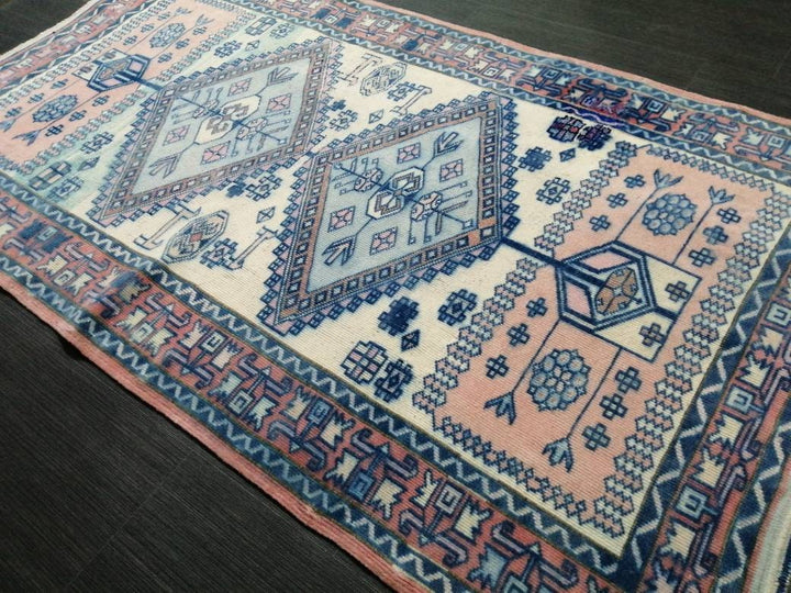 Beige Turkish Runner Rug 3' 3" x 5' 10" Hand-Knotted