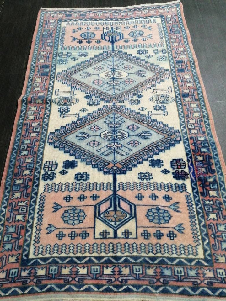 Beige Turkish Runner Rug 3' 3" x 5' 10" Hand-Knotted field