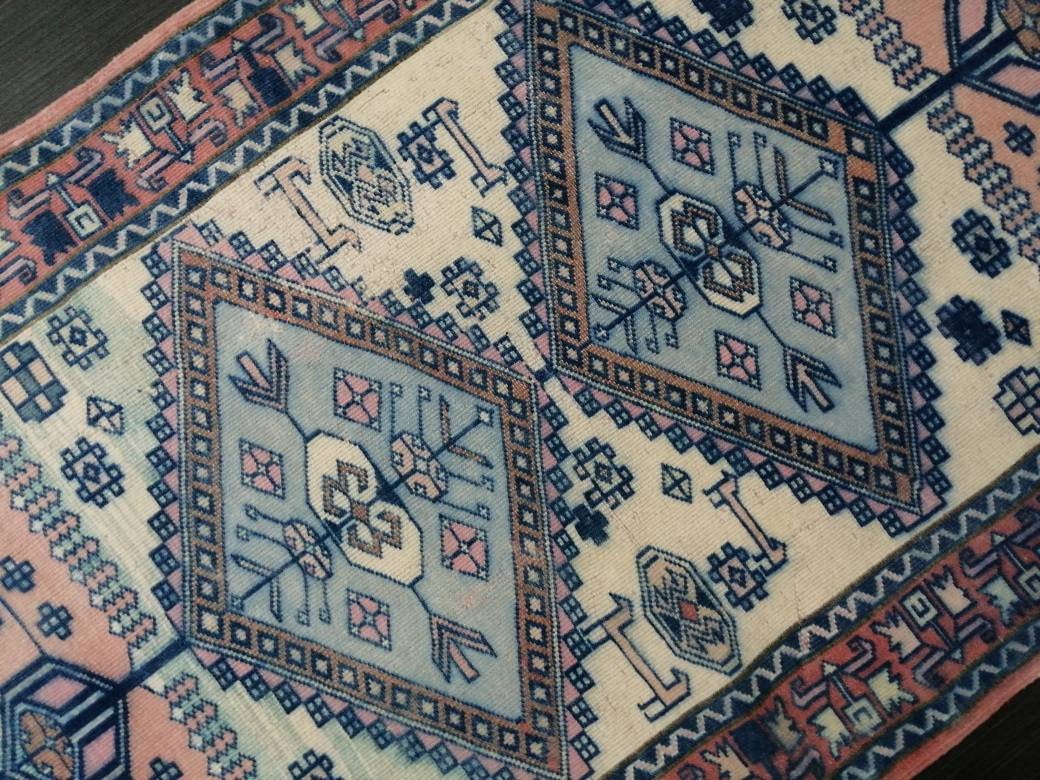 Beige Turkish Runner Rug 3' 3" x 5' 10" Hand-Knotted reverse