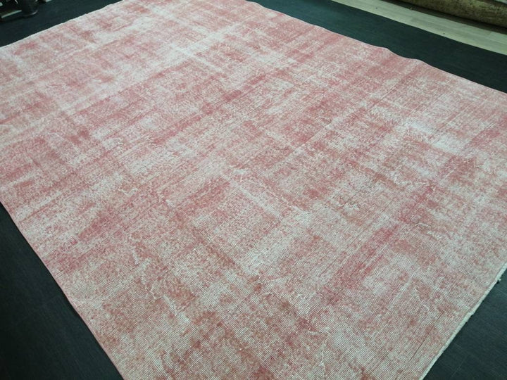 Pink Turkish Oushak Rug 6' 8" x 10' 5" Hand-Knotted pattern