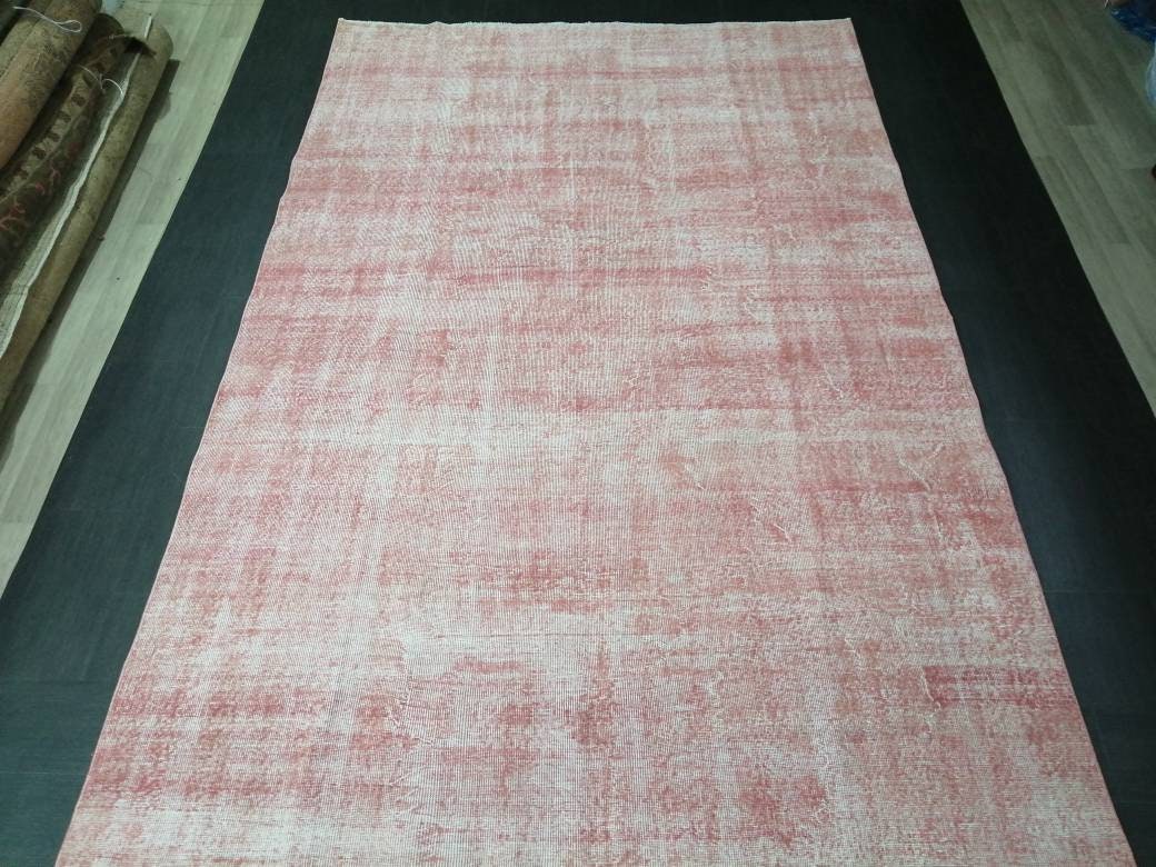 Pink Turkish Oushak Rug 6' 8" x 10' 5" Hand-Knotted