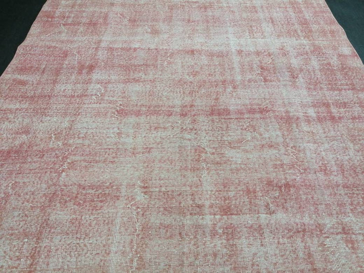 Pink Turkish Oushak Rug 6' 8" x 10' 5" Hand-Knotted texture