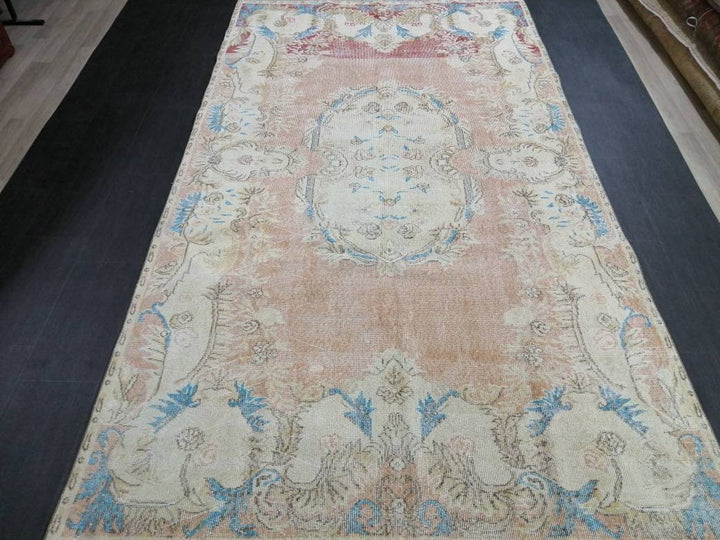 Turkish Oushak Rug 5' 10" x 10' 4" Hand-Knotted detail