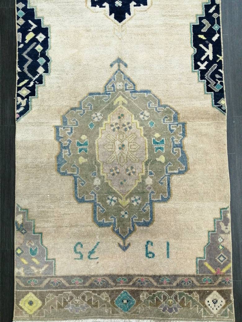 Navy Turkish Runner Rug 2' 9" x 10' 8" Hand-Knotted pattern