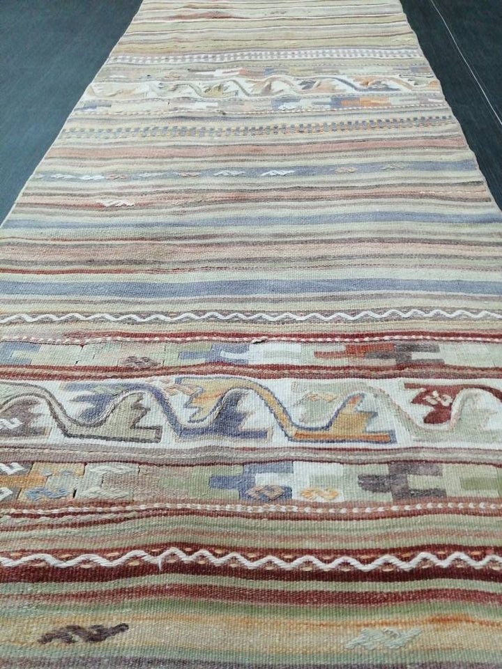 Rust Turkish Runner Rug 2' 10" x 15' 5" Hand-Knotted reverse