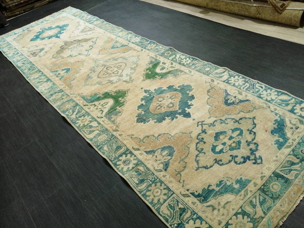 Turkish Runner Rug 4' x 12' 4" Hand-Knotted