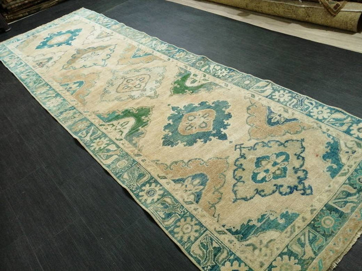Turkish Runner Rug 4' x 12' 4" Hand-Knotted