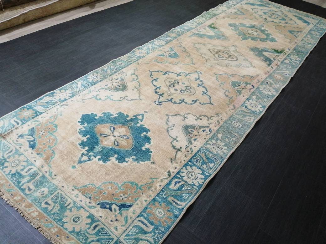 Turkish Runner Rug 4' 3" x 13' 1" Hand-Knotted