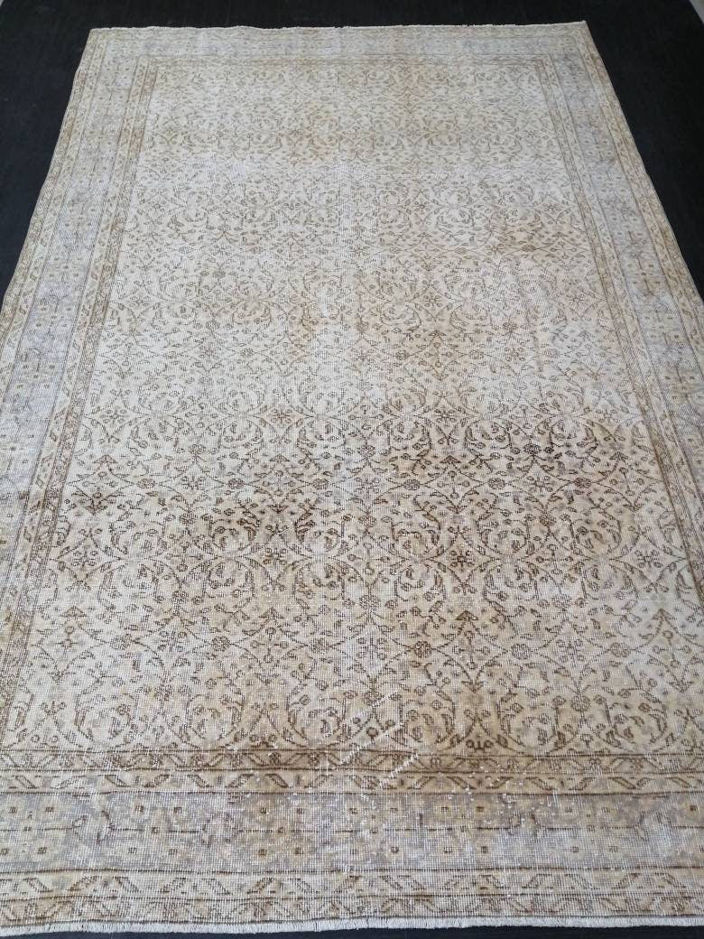 Beige Turkish Oushak Rug 6' 6" x 10' 2" Hand-Knotted view