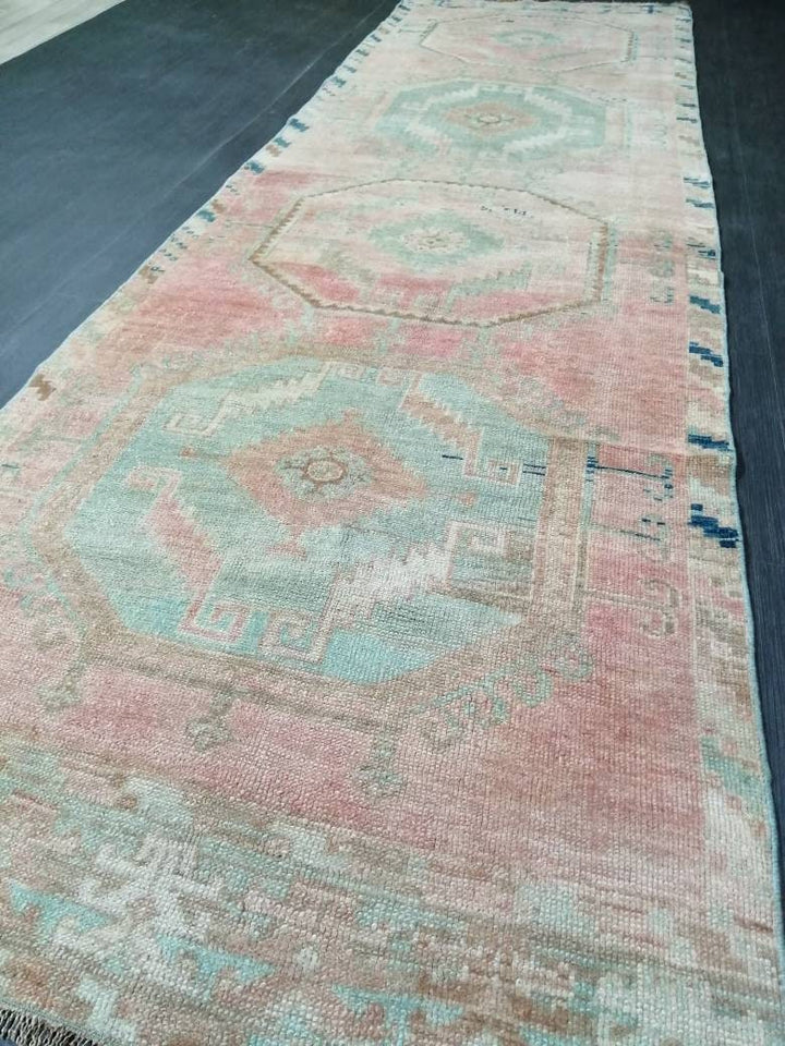 Beige Turkish Runner Rug 3' 5" x 11' 8" Hand-Knotted view 9