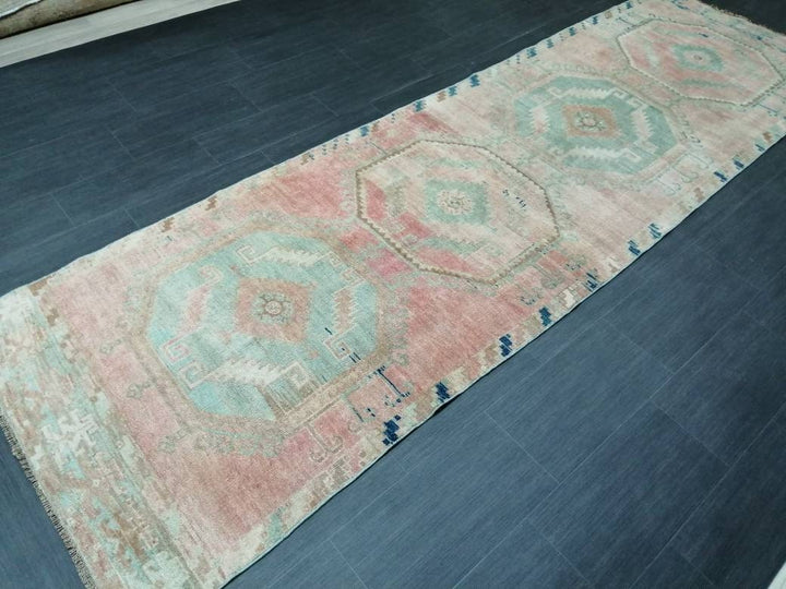 Beige Turkish Runner Rug 3' 5" x 11' 8" Hand-Knotted