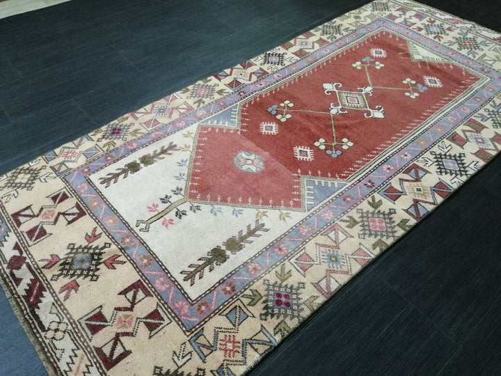 Beige Turkish Runner Rug 3' 1" x 6' 11" Hand-Knotted