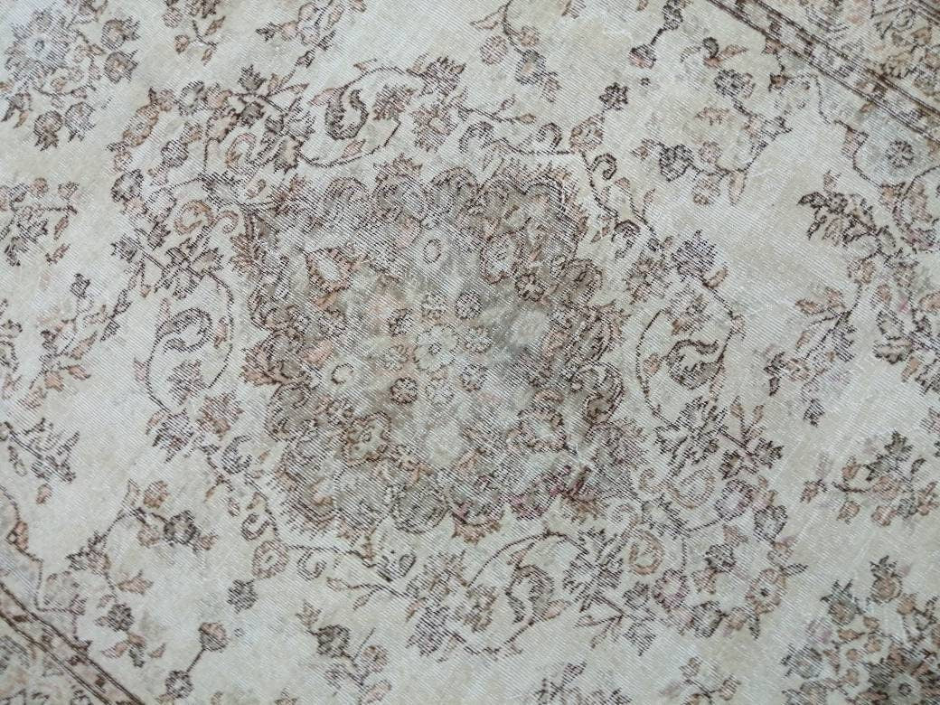Beige Turkish Oushak Rug 6' 7" x 10' 4" Hand-Knotted view 9