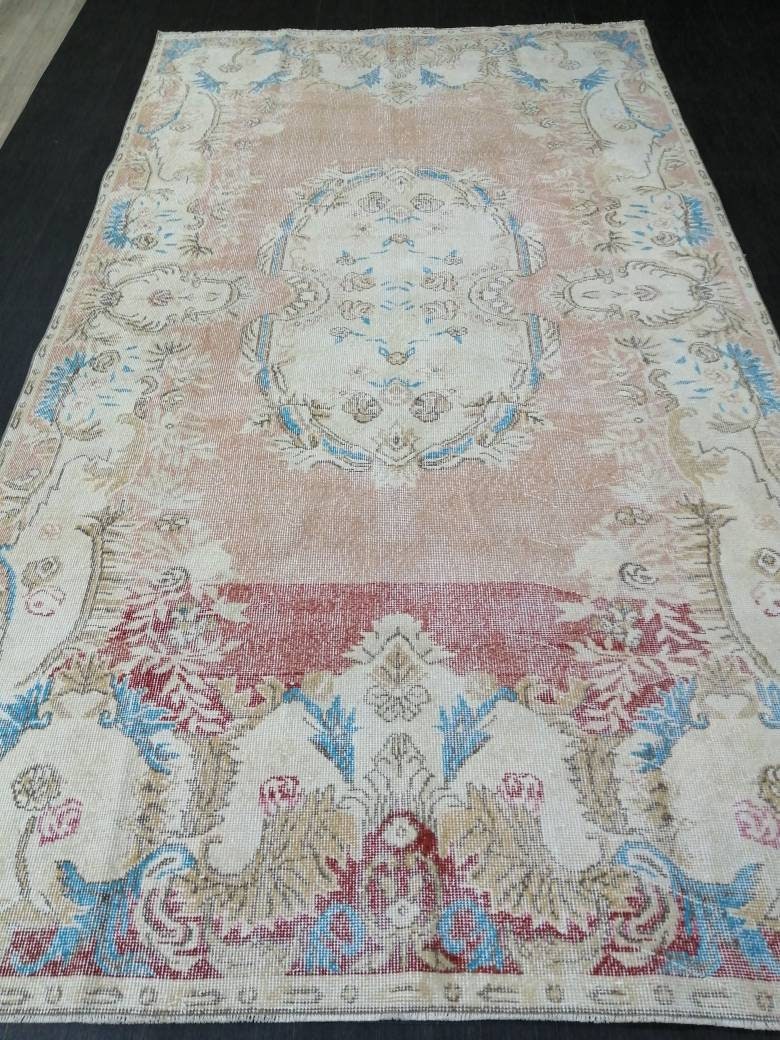 Turkish Oushak Rug 5' 10" x 10' 4" Hand-Knotted close-up