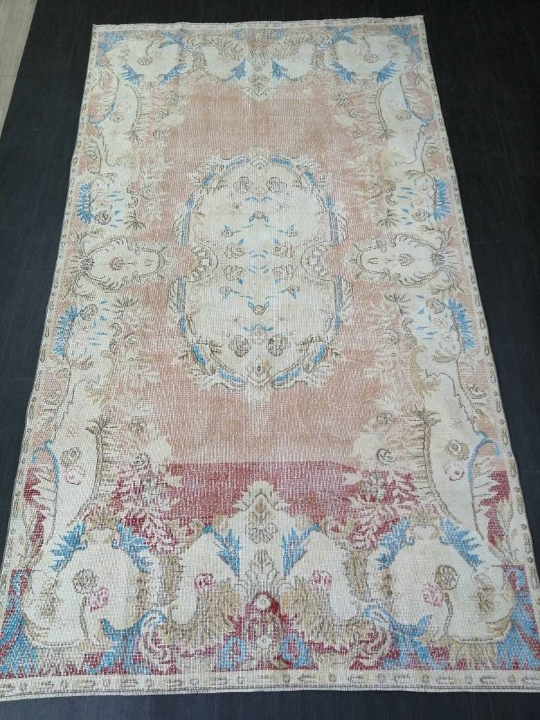Turkish Oushak Rug 5' 10" x 10' 4" Hand-Knotted pattern