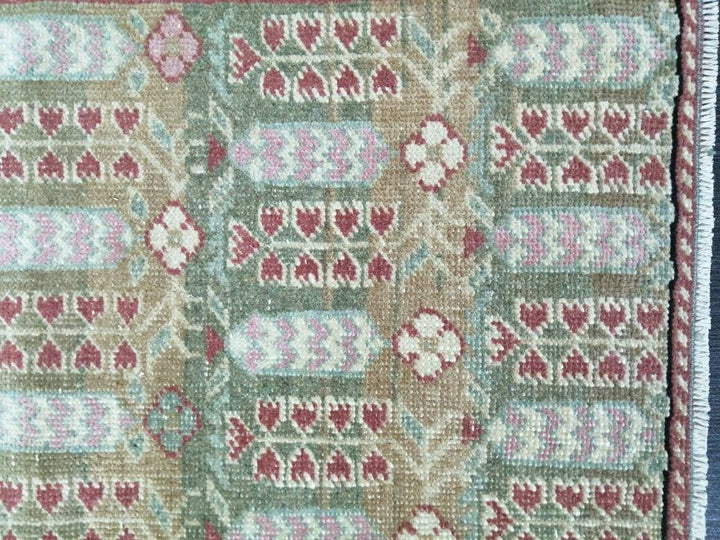 Pink Turkish Runner Rug 4' 2" x 5' 8" Hand-Knotted reverse
