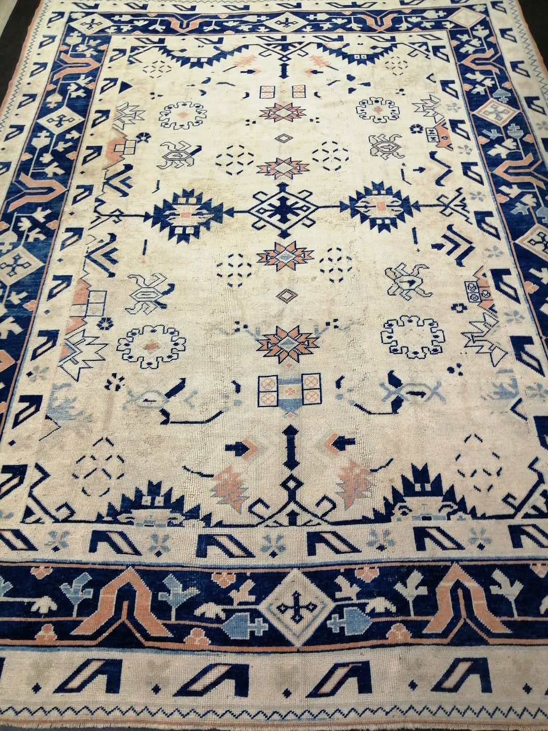 Navy Turkish Oushak Rug 9' 2" x 12' 2" Hand-Knotted view 9