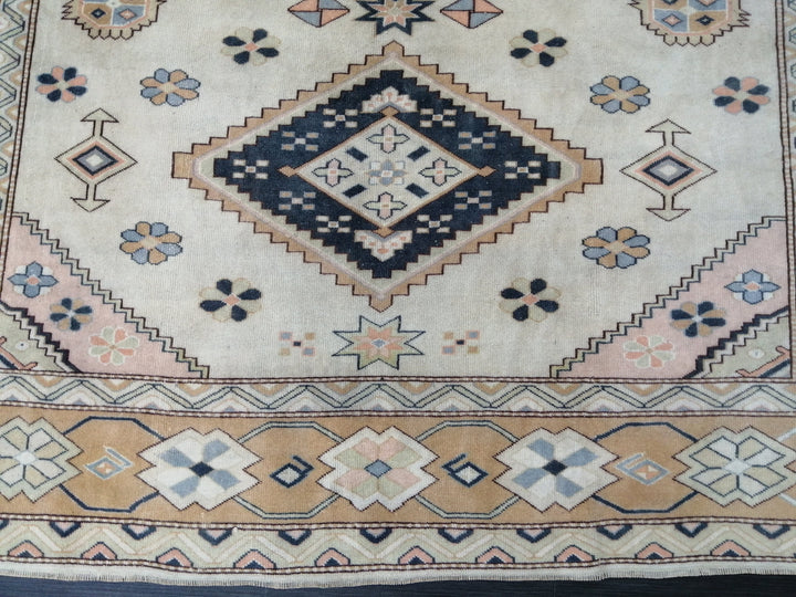 Navy Turkish Oushak Rug 7' 9" x 9' 2" Hand-Knotted border