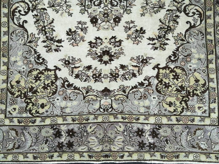 Beige Turkish Runner Rug 7' 2" x 10' 6" Hand-Knotted view 9