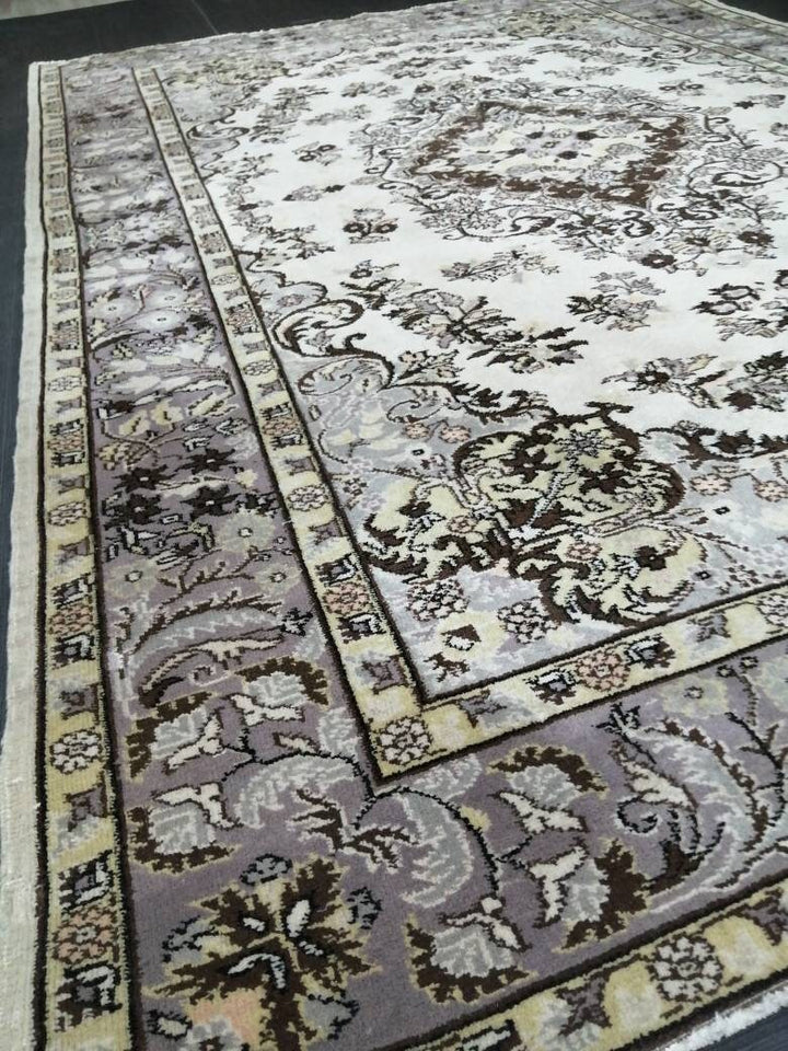 Beige Turkish Runner Rug 7' 2" x 10' 6" Hand-Knotted view
