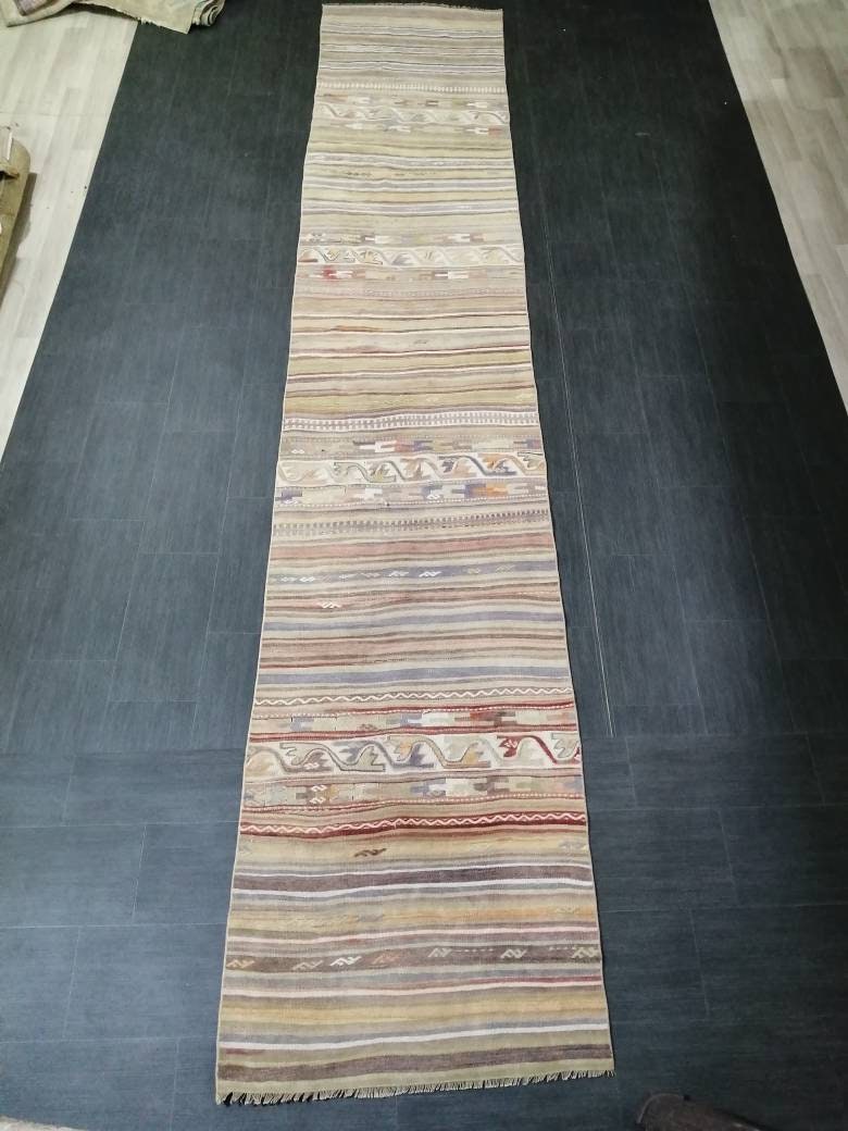 Rust Turkish Runner Rug 2' 10" x 15' 5" Hand-Knotted close-up