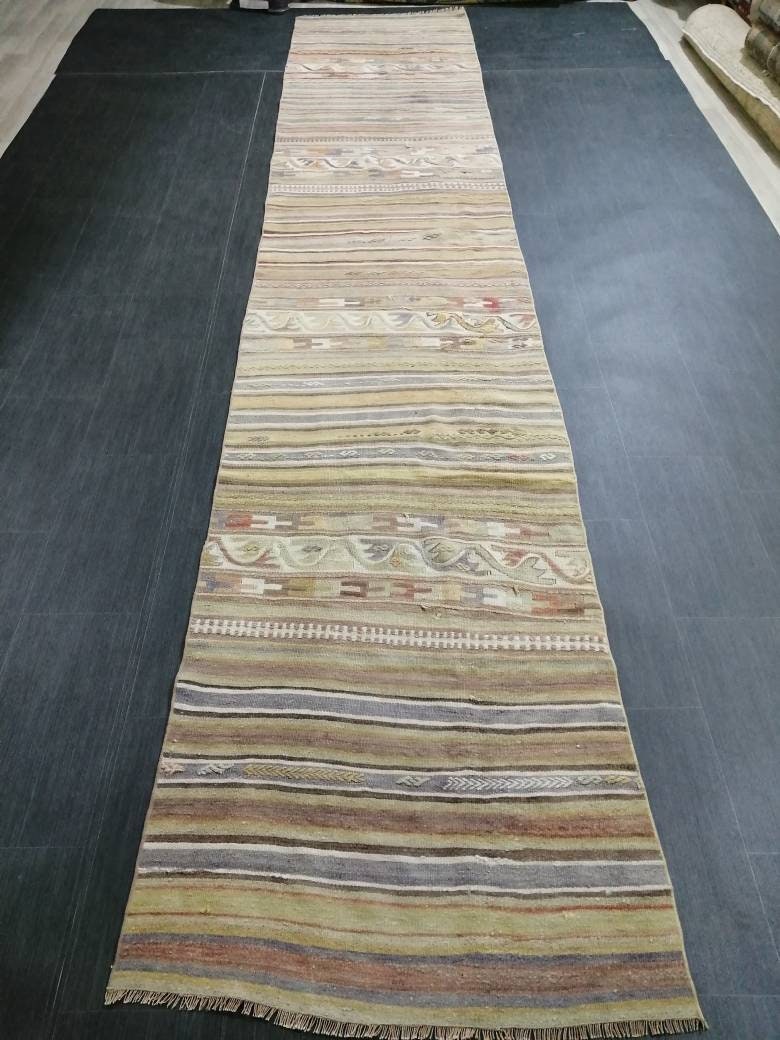 Rust Turkish Runner Rug 2' 10" x 15' 5" Hand-Knotted border