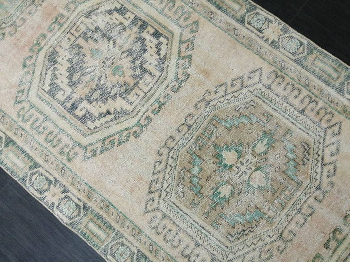 Beige Turkish Runner Rug 3' 11" x 11' Hand-Knotted reverse