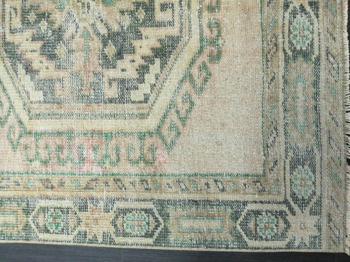 Beige Turkish Runner Rug 3' 11" x 11' Hand-Knotted field