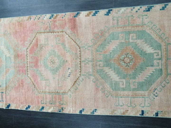 Beige Turkish Runner Rug 3' 5" x 11' 8" Hand-Knotted field
