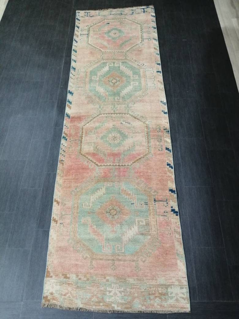 Beige Turkish Runner Rug 3' 5" x 11' 8" Hand-Knotted view