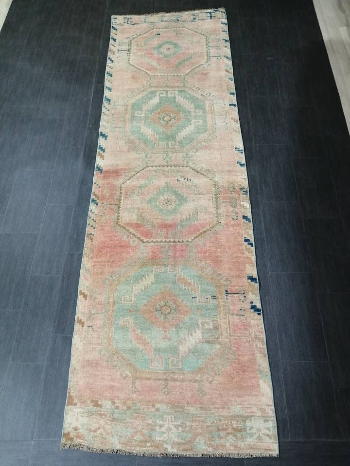 Beige Turkish Runner Rug 3' 5" x 11' 8" Hand-Knotted view