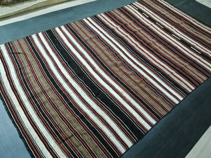 Black Turkish Runner Rug 6' 9" x 12' Hand-Knotted | No. WR48781