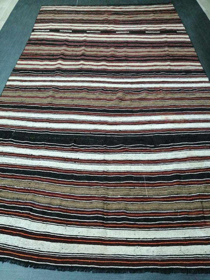 Black Turkish Runner Rug 6' 9" x 12' Hand-Knotted | No. WR48781