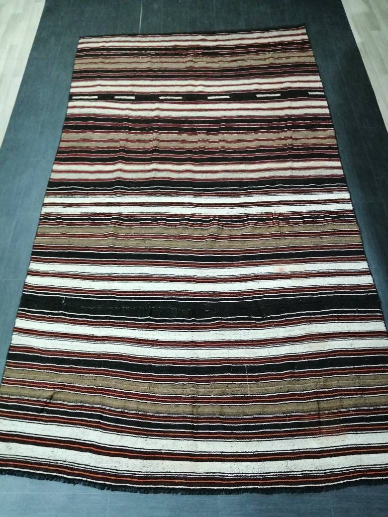 Black Turkish Runner Rug 6' 9" x 12' Hand-Knotted | No. WR48781